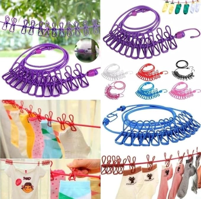 Cloth Drying Rope with Hooks - ANOKHI DOKAN