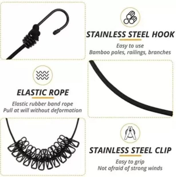 Cloth Drying Rope with Hooks - ANOKHI DOKAN